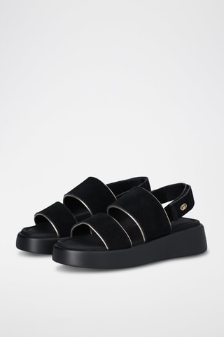 Sandales en nubuck Amber - Noir et doré