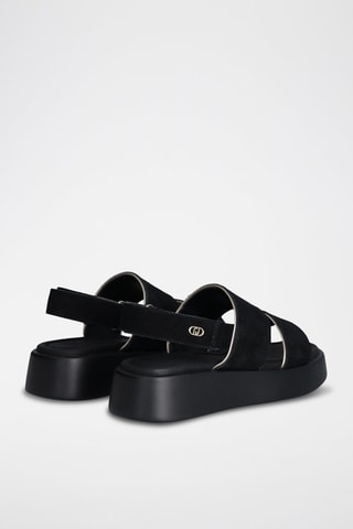 Sandales en nubuck Amber - Noir et doré