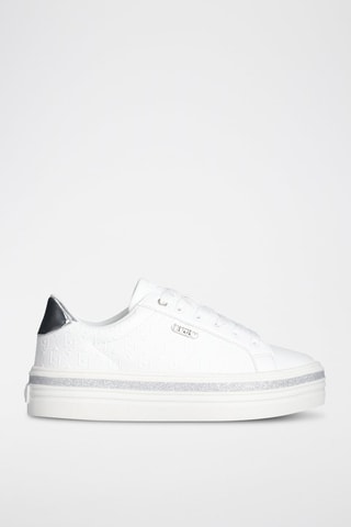 Sneakers plateformes - Blanc et argenté
