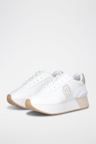 Baskets plateformes en cuir Dreamy - Blanc, beige et doré