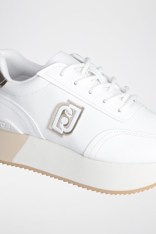 Baskets plateformes en cuir Dreamy - Blanc, beige et doré