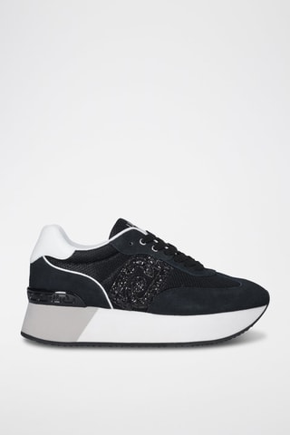 Sneakers plateformes en cuir Dreamy - Blanc, noir et gris