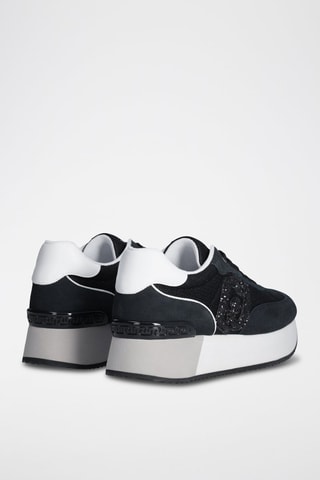 Sneakers plateformes en cuir Dreamy - Blanc, noir et gris