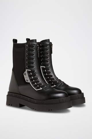 Bottines en cuir Love - Blanc et noir