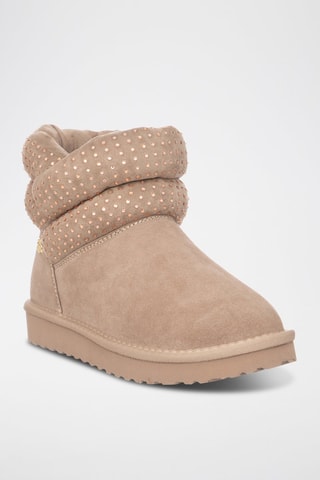 Bottines en nubuck - Beige et doré