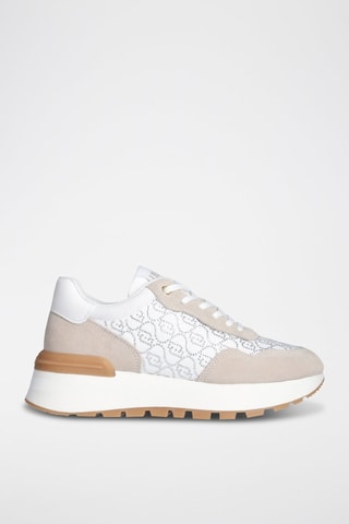 Baskets plateformes en cuir Amazing - Blanc, beige et marron