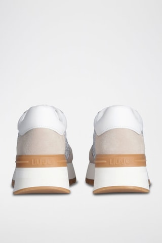 Baskets plateformes en cuir Amazing - Blanc, beige et marron
