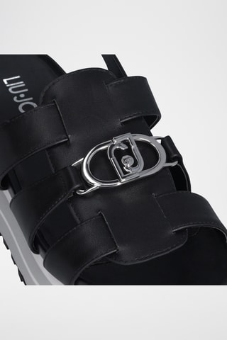 Sandales compensées en cuir Maxi Wonder - Noir