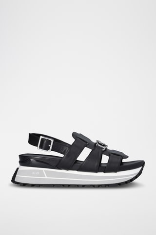 Sandales compensées en cuir Maxi Wonder - Noir