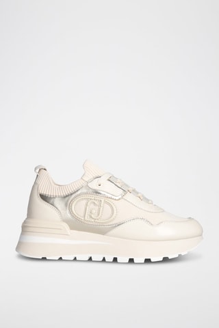 Sneakers plateformes en cuir Amazing - Beige - Beige, blanc et doré