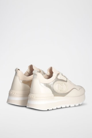 Sneakers plateformes en cuir Amazing - Beige - Beige, blanc et doré