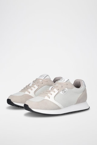 Baskets en nubuck Vibe - Blanc, beige et argenté