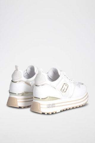 Sneakers plateformes en cuir Maxi - Beige, blanc et doré