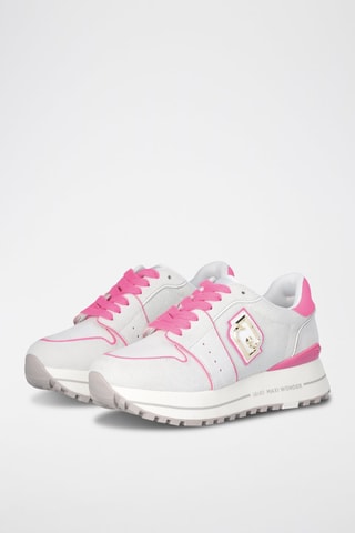 Baskets plateformes en cuir Maxi Wonder - Blanc et rose