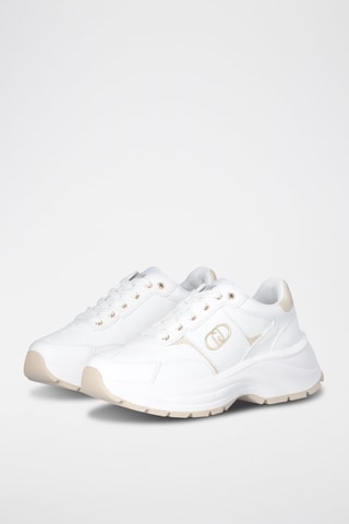 Baskets en cuir Eva - Blanc et gris