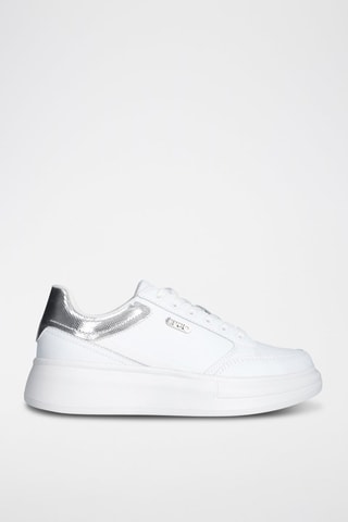 Sneakers plateformes en cuir - Blanc et argenté