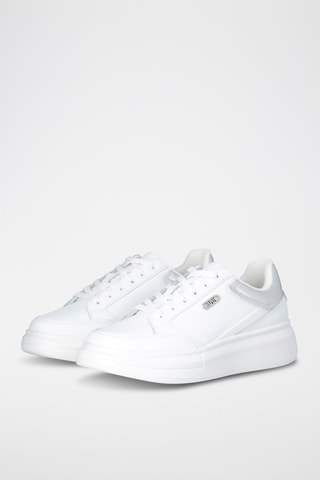 Sneakers plateformes en cuir - Blanc et argenté