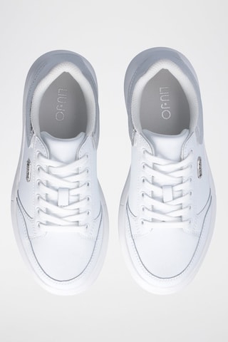 Sneakers plateformes en cuir - Blanc et argenté