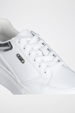 Sneakers plateformes en cuir - Blanc et argenté