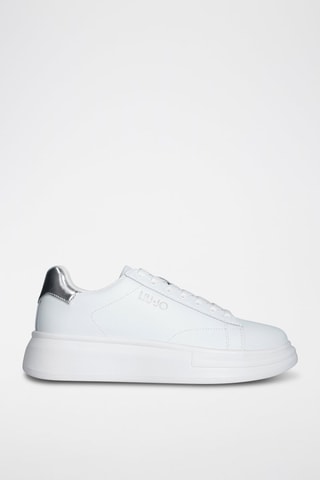 Sneakers plateformes en cuir - Blanc et argenté