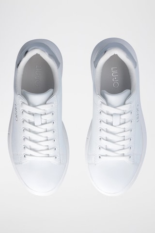 Sneakers plateformes en cuir - Blanc et argenté