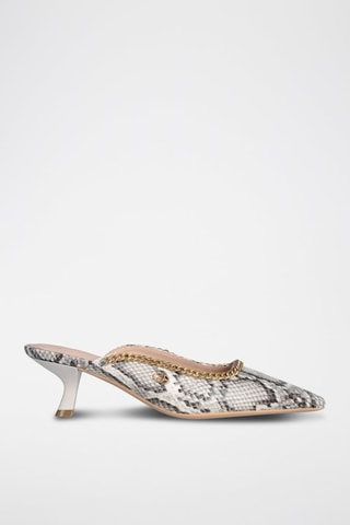 Mules à talons Gemy - Blanc, noir et doré