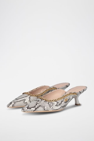 Mules à talons Gemy - Blanc, noir et doré
