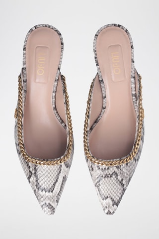 Mules à talons Gemy - Blanc, noir et doré