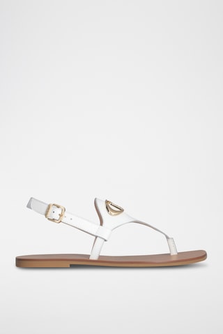 Sandales en cuir - Blanc et doré