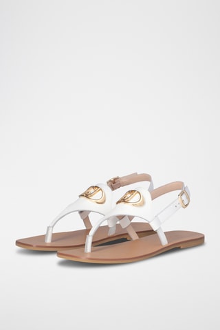 Sandales en cuir - Blanc et doré