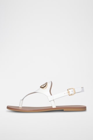 Sandales en cuir - Blanc et doré