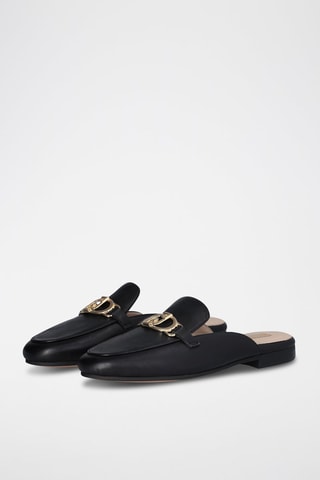 Mules en cuir de mouton Emel - Noir et doré