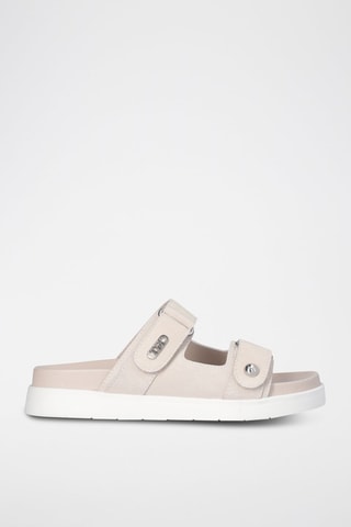 Mules en cuir - Blanc et argenté