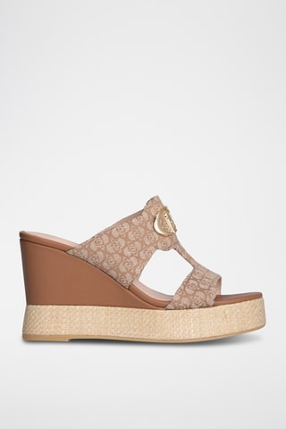Mules compensées - Marron et gris