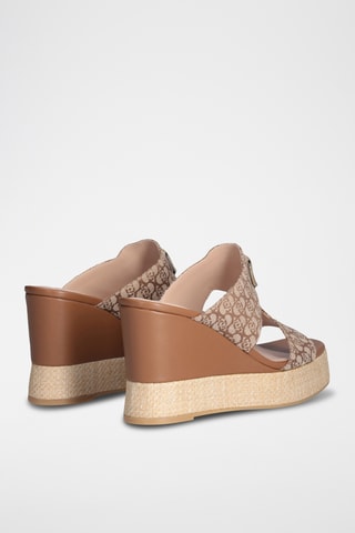 Mules compensées - Marron et gris