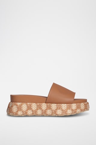 Mules plateformes - Argenté et beige