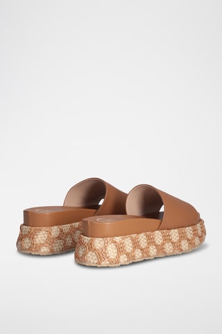 Mules plateformes - Argenté et beige