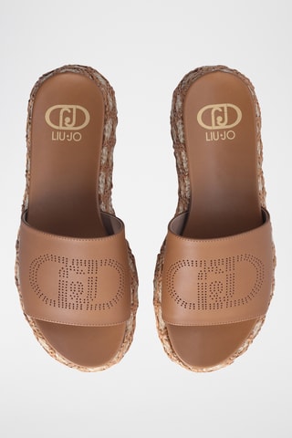 Mules plateformes - Argenté et beige