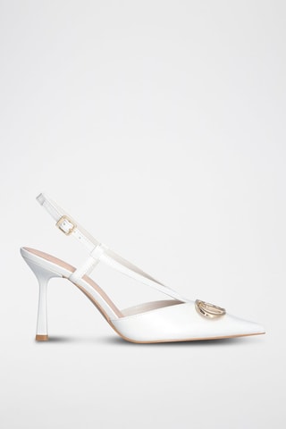 Escarpins en cuir Sabry - Blanc, beige et doré