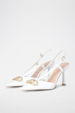 Escarpins en cuir Sabry - Blanc, beige et doré