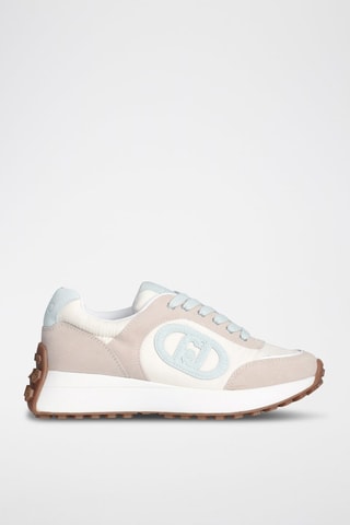 Baskets en nubuck Lolo - Blanc, beige et bleu