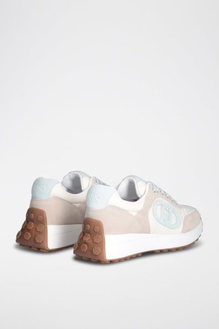 Baskets en nubuck Lolo - Blanc, beige et bleu