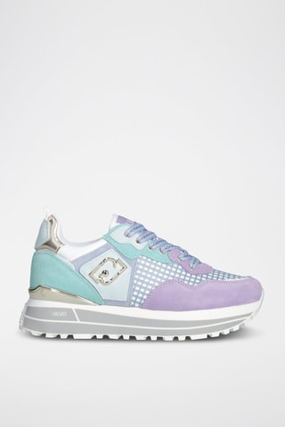 Baskets en nubuck - Blanc, bleu et violet