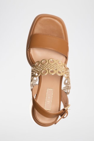 Sandales à talons Gisele - Beige et argenté