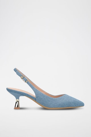 Escarpins en jean - Blanc, bleu et argenté