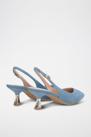 Escarpins en jean - Blanc, bleu et argenté