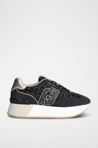 Sneakers plateformes en cuir Dreamy - Blanc, noir et beige