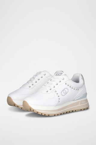 Baskets en cuir - Blanc et argenté