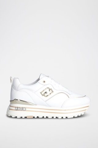Baskets en cuir Maxi Wonder - Blanc, beige et doré