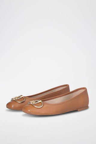 Ballerines en cuir de mouton Dafne - Beige et argenté